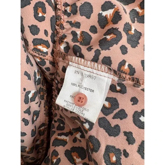 The Shirt Rochelle Behrens Leopard Tiered Mini Dress Preppy Wedding Guest Girly - Picture 4 of 5